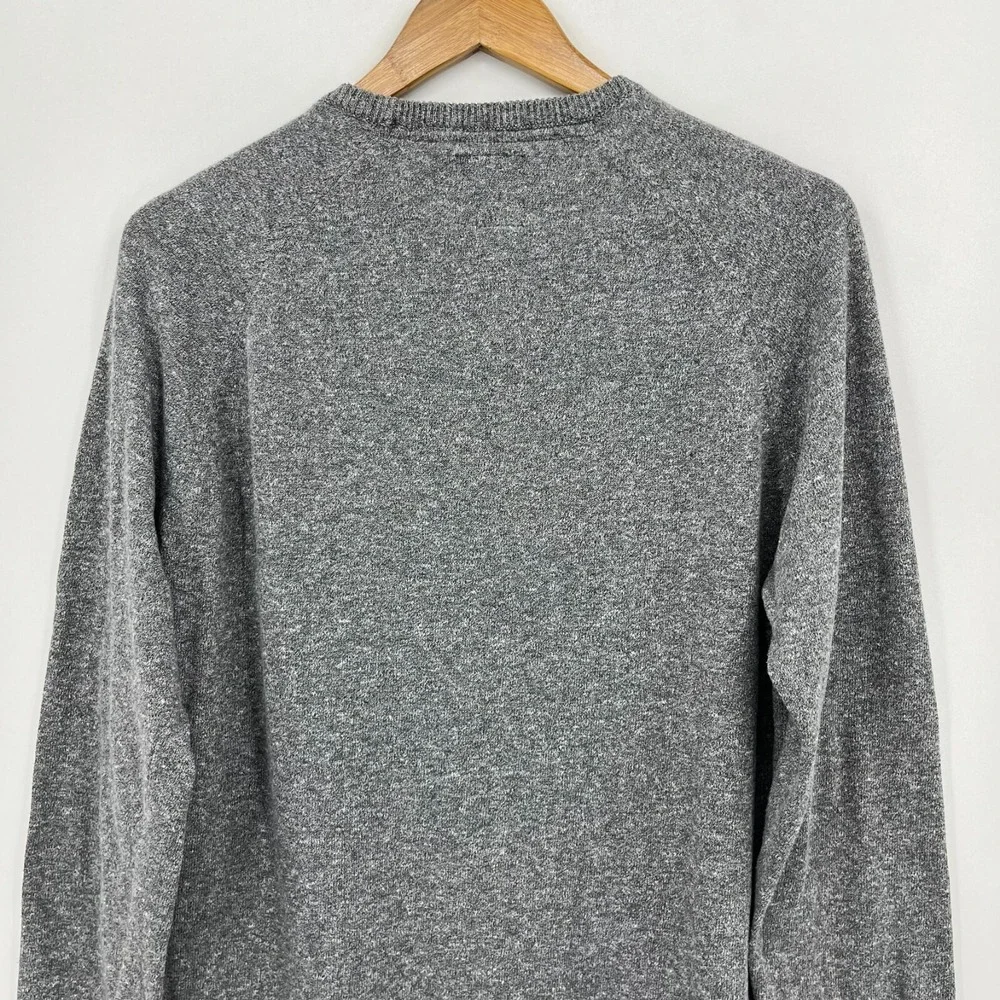prAna Organic Cotton Knit Sweater Men's M Gray Crew Neck Pullover Logo